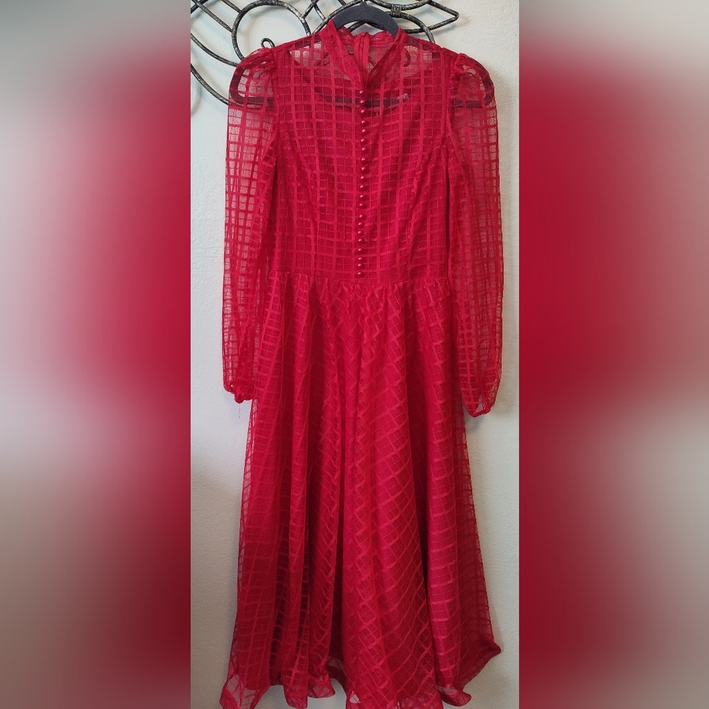 Margo Long Midi Cherry Red Dress Size 46
